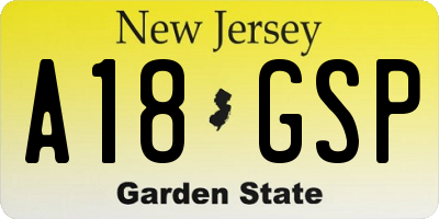 NJ license plate A18GSP