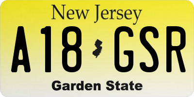 NJ license plate A18GSR