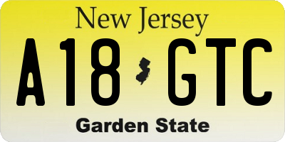 NJ license plate A18GTC
