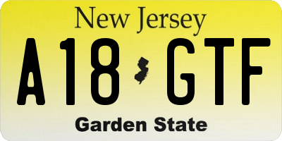 NJ license plate A18GTF