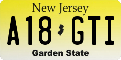 NJ license plate A18GTI