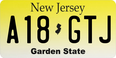 NJ license plate A18GTJ