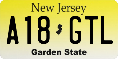 NJ license plate A18GTL