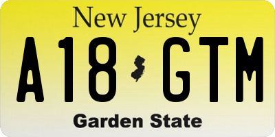 NJ license plate A18GTM
