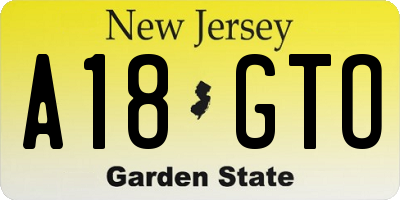NJ license plate A18GTO