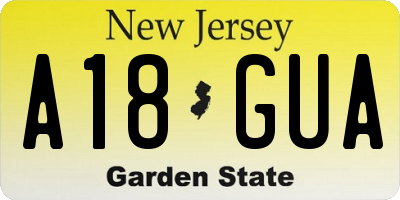 NJ license plate A18GUA