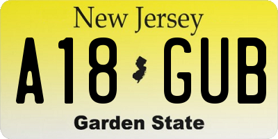 NJ license plate A18GUB