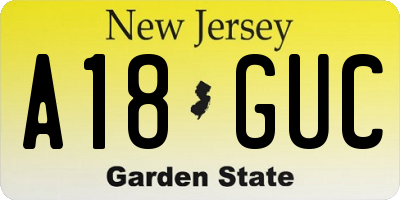 NJ license plate A18GUC
