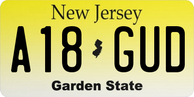 NJ license plate A18GUD
