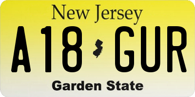 NJ license plate A18GUR
