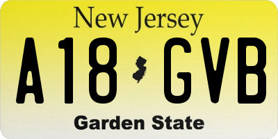 NJ license plate A18GVB