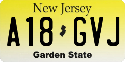 NJ license plate A18GVJ