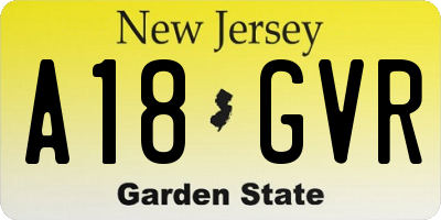 NJ license plate A18GVR