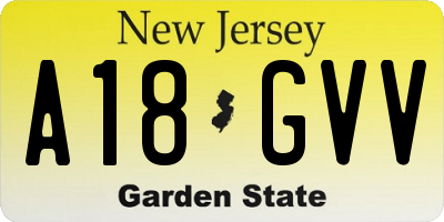 NJ license plate A18GVV