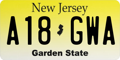 NJ license plate A18GWA