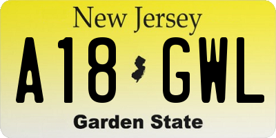 NJ license plate A18GWL