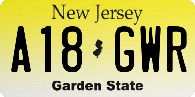 NJ license plate A18GWR