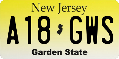 NJ license plate A18GWS