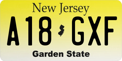 NJ license plate A18GXF