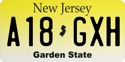 NJ license plate A18GXH