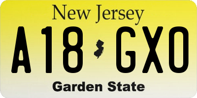 NJ license plate A18GXO