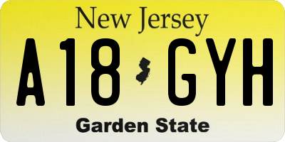 NJ license plate A18GYH