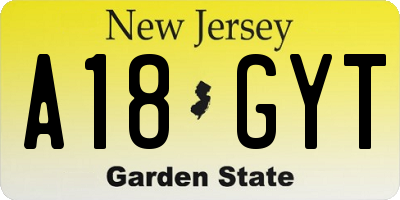 NJ license plate A18GYT