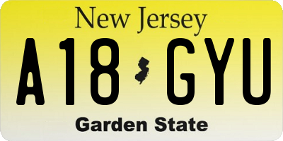 NJ license plate A18GYU