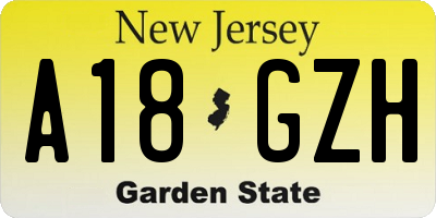 NJ license plate A18GZH