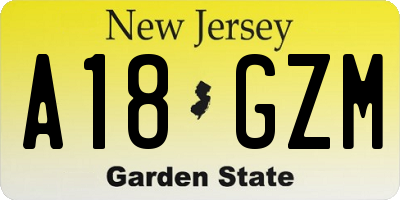 NJ license plate A18GZM