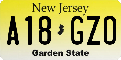 NJ license plate A18GZO