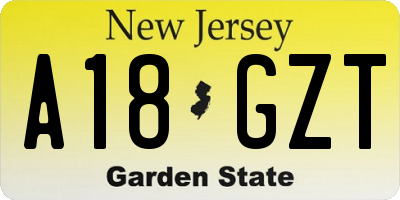 NJ license plate A18GZT