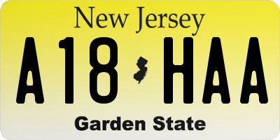 NJ license plate A18HAA