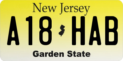 NJ license plate A18HAB