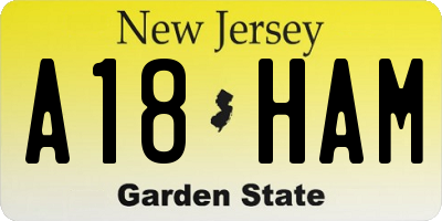 NJ license plate A18HAM