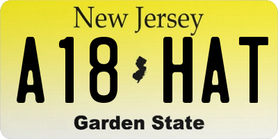 NJ license plate A18HAT