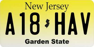 NJ license plate A18HAV