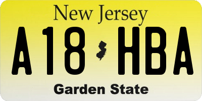 NJ license plate A18HBA