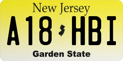 NJ license plate A18HBI