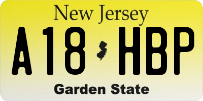 NJ license plate A18HBP