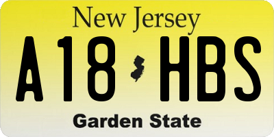 NJ license plate A18HBS