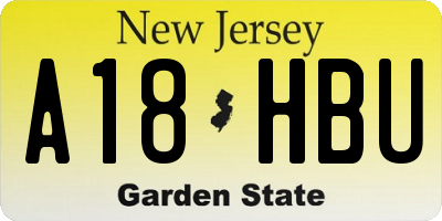 NJ license plate A18HBU