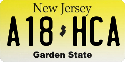 NJ license plate A18HCA