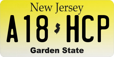 NJ license plate A18HCP