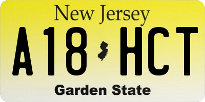 NJ license plate A18HCT
