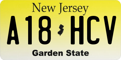 NJ license plate A18HCV