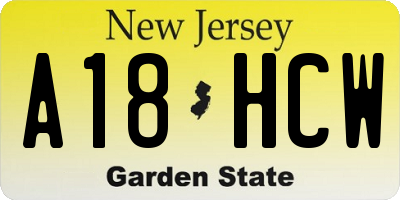 NJ license plate A18HCW