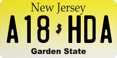 NJ license plate A18HDA
