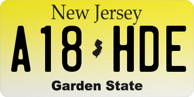 NJ license plate A18HDE