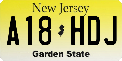 NJ license plate A18HDJ